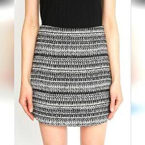 Loft EUC Women's Tweed Boucle Holiday Striped Metallic Mini Skirt 6